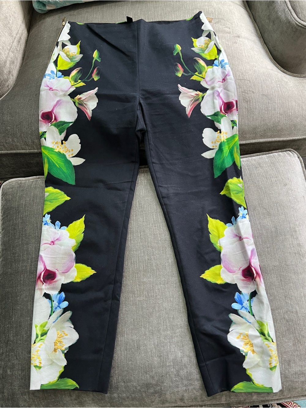 Ted Baker London Galla Floral Side Zip Ankle Trousers Pants Size 2 (US 6)